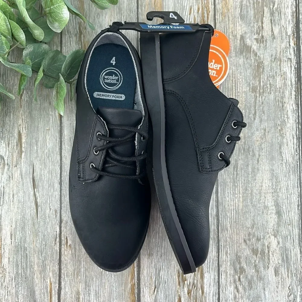 Big Boys Black Lace-up Oxford Dress Shoes Size 4